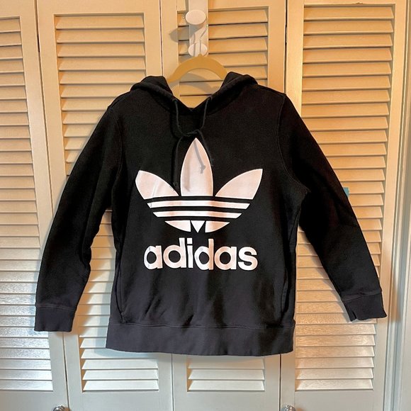 adidas Tops - Pullover Hooded Sweatshirt * Adidas * Black * Size L * Cotton * Excellent Cond.